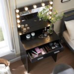 Makeup Vanity Desk with Mirror and Light, Black - Image 5