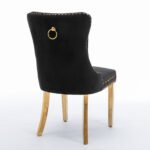 Solid wooden velvet cushion chair with gold-plated stainless steel chair legs - Image 10