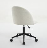 Velvet fabric adjustable rotating office chair with mid back, White - Image 8