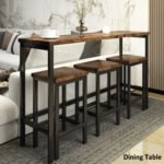 TOPMAX Counter Height Extra Long Dining Table Set with 3 Stools, Brown - Image 2