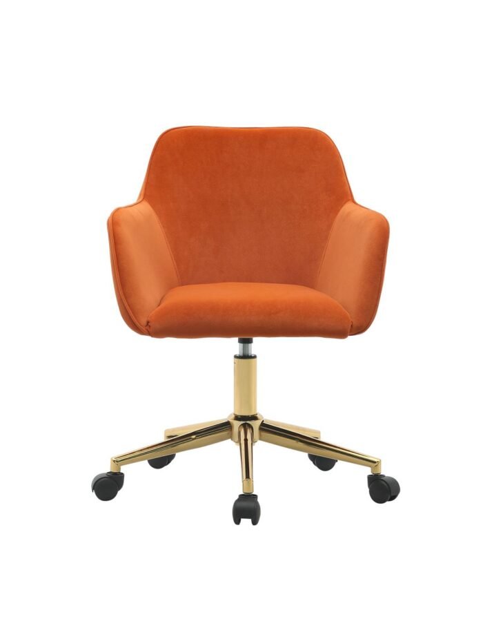 Modern Velvet Fabric Adjustable Height 360 revolving Office Chair, Orange - Image 8