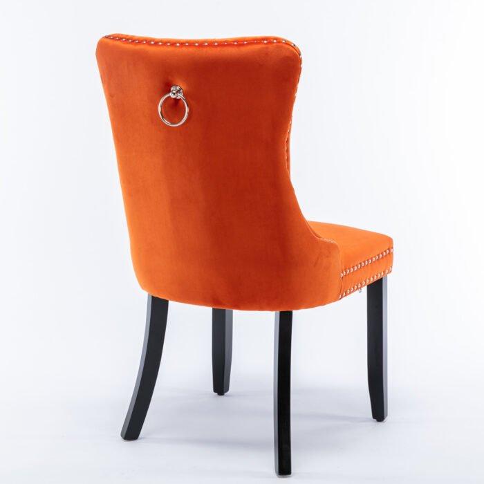 Tufted Solid Wood Contemporary Velvet Upholstered Dining Chairs (2-Pcs Set) Orange - Image 8