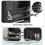 Entryway functional Organizer with 2 flipped drawers and adjustable panel shoe rack - Image 4