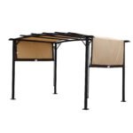 12x9 Ft Outdoor Retractable Pergola Patio Gazebo with Steel Frame - Image 6