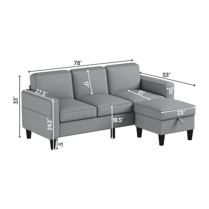 Light grey L-shaped design Sofa for compact Spaces - Image 2