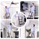 Four step lightweight folding ladder with wide anti slip pedal and safety handle - Image 6