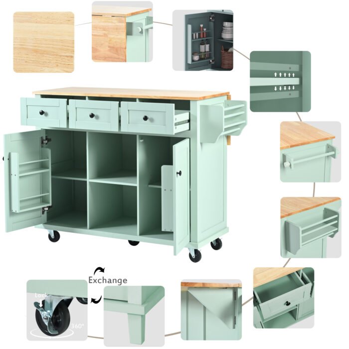 Kitchen trolley with internal storage rack and 3 dining room drawers - Image 3