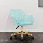 Modern Velvet Fabric Adjustable Height 360 revolving Office Chair, Light Blue