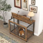 Furniture Dog Cage with Double Doors, Rustic Brown - Image 5