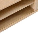 Rattan TV cabinet with double sliding doors and adjustable shelfs and solid wooden legs, Natural - Image 16