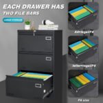 Filing Cabinet with 3 Drawer and Locking, Black - Image 7