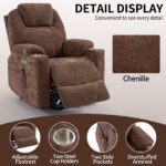 Okin motor Up to 350 LBS Chenille Power Lift Recliner Chair Brown - Image 11