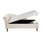 Chaise Lounge Velvet with Storage and Pillow and Arms, White - Image 16