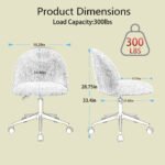 Velvet fabric adjustable rotating office chair with mid back, White - Image 7