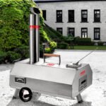 Semi-Automatic Silver 12" Outdoor Pizza Oven Portable Wood Fired