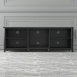 TV Stand Storage Media Console and Entertainment Center, Black - Image 5