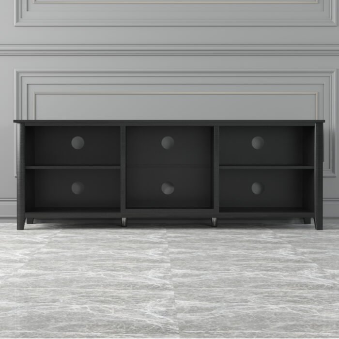 TV Stand Storage Media Console and Entertainment Center, Black - Image 5