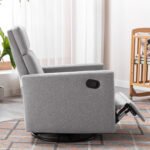 Modern Upholstered Rocker Nursery Chair Plush Glider Swivel Recliner, Gray - Image 8