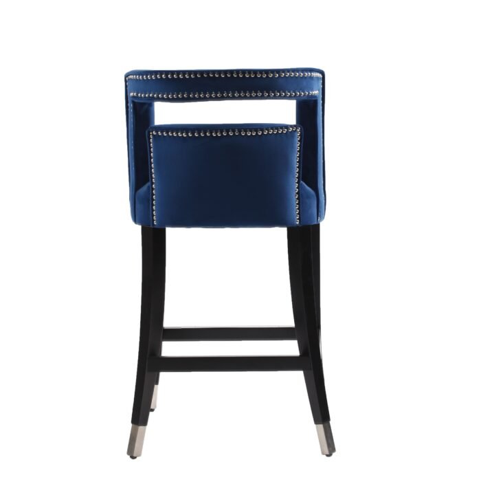 Suede Velvet height Barstool with nailheads (Set of 2) Black - Image 4