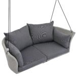 GO 2 Person Hanging Rattan Woven Swing SeatChair With Ropes and Cushion - Image 8