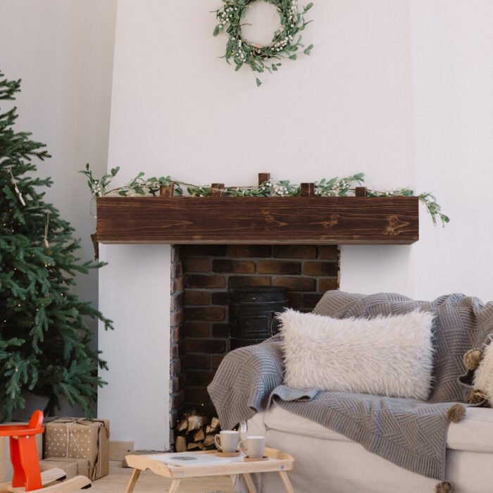 48" Rustic Wooden Fireplace Mantel Wall-Mounted for Home Decor - Image 3