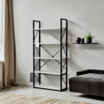 5-Tier Freestanding White Bookshelf with Minimalist Open Display, White