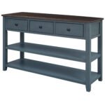 Retro Design Console Table with Two Open Shelves (Navy) - Image 8