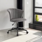 Home Office Velvet Fabric Chair with Swivel Flower Shape