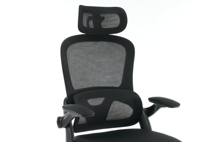 High backrest Black mesh office chair with 3D armrests with adjustable  headrest - Image 13