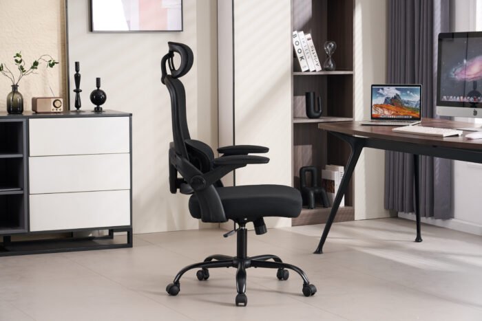 High backrest Black mesh office chair with 3D armrests with adjustable  headrest - Image 7