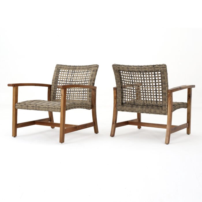 Hampton Wood + Wicker Club Chair (set of 2) - Image 5