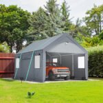 10x20 ultra large portable carport garage with rolling shutter windows and waterproof cloth and side walls