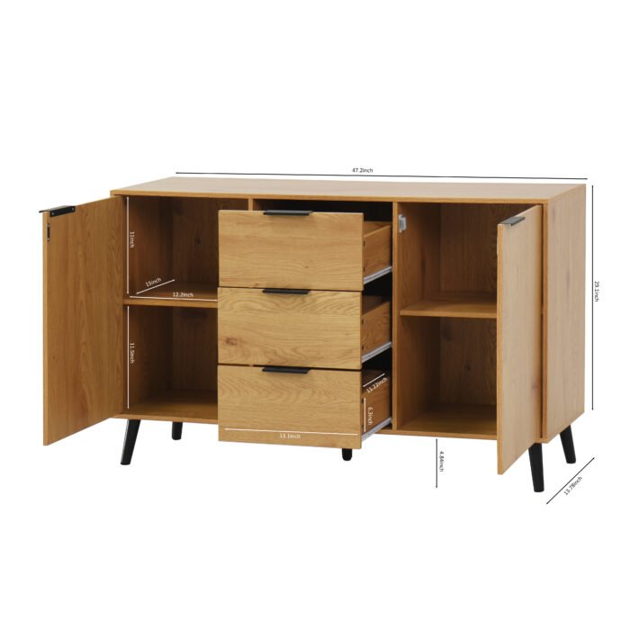 Side panel buffet cabinet with storage room with 3 drawers and 2 doors - Image 10