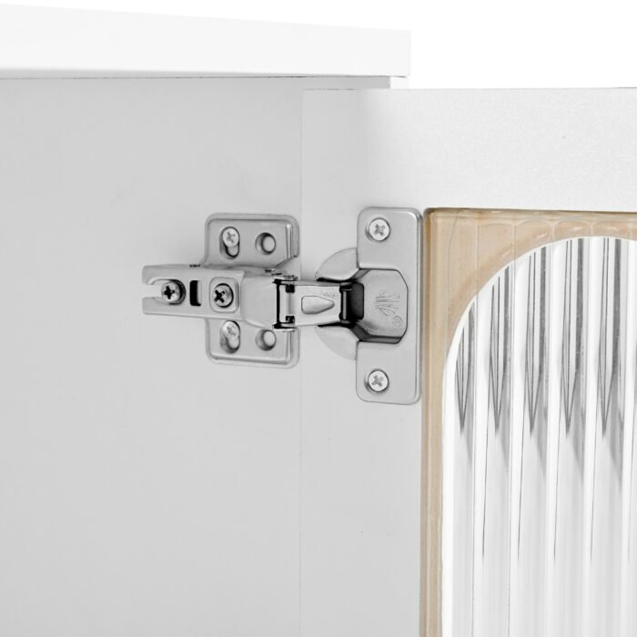 ON-TRANS TV stand with LED light strip and tempered glass door (up 80"), White - Image 19