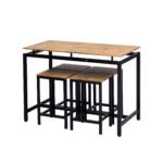 TREXM 5 pieces compact bar table with table and stool, Brown - Image 10