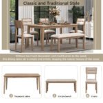 TREXM Classic and Traditional Style 6 Piece Dining Set (Natural Wood Wash） - Image 5