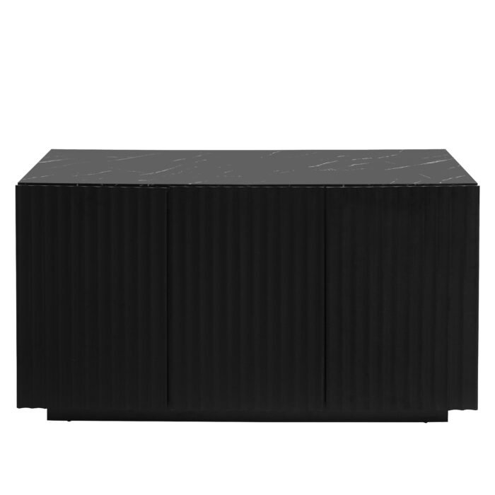 Carved Line 3 Door Storage Buffet With Adjustable Shelf and Large Storage and LED Lights - Image 13