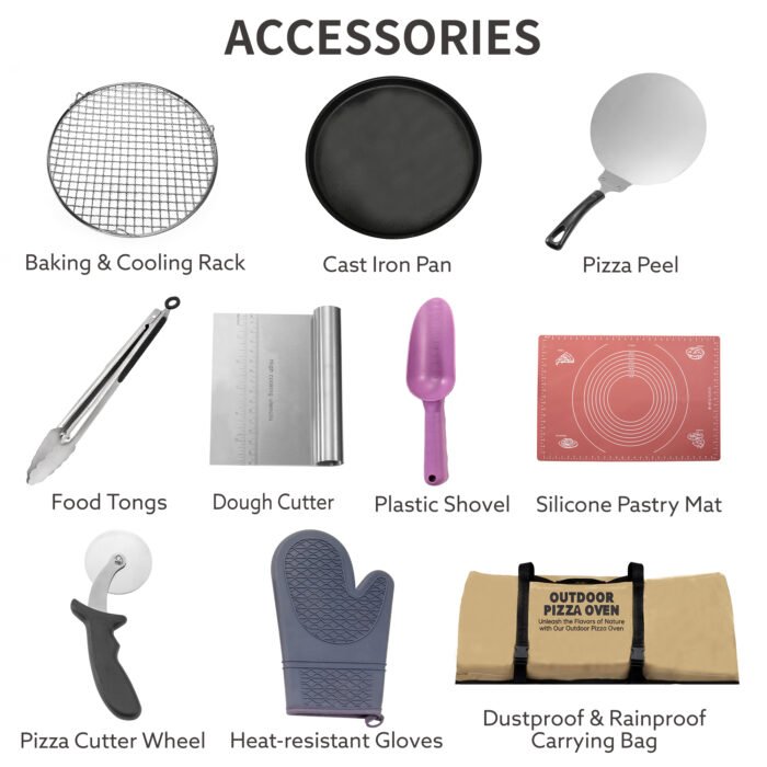 Outdoor Silver Semi-Automatic Rotatable Stainless Steel Pizza Oven 12" - Image 10