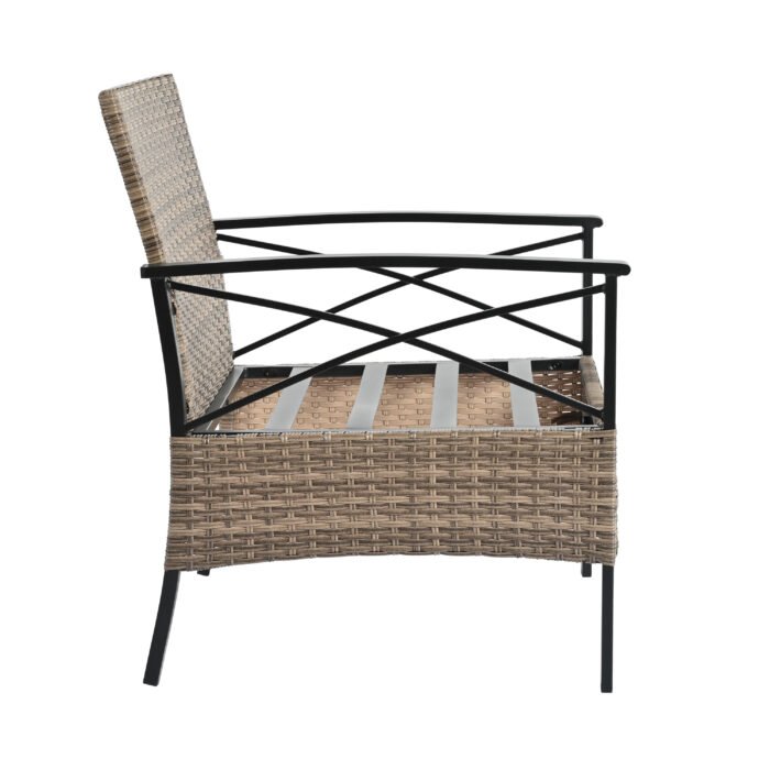 Patio Seasonal Outdoor Wicker Furniture Set with Black Metal Table - Image 17
