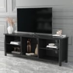 TV Stand Storage Media Console and Entertainment Center, Black - Image 2