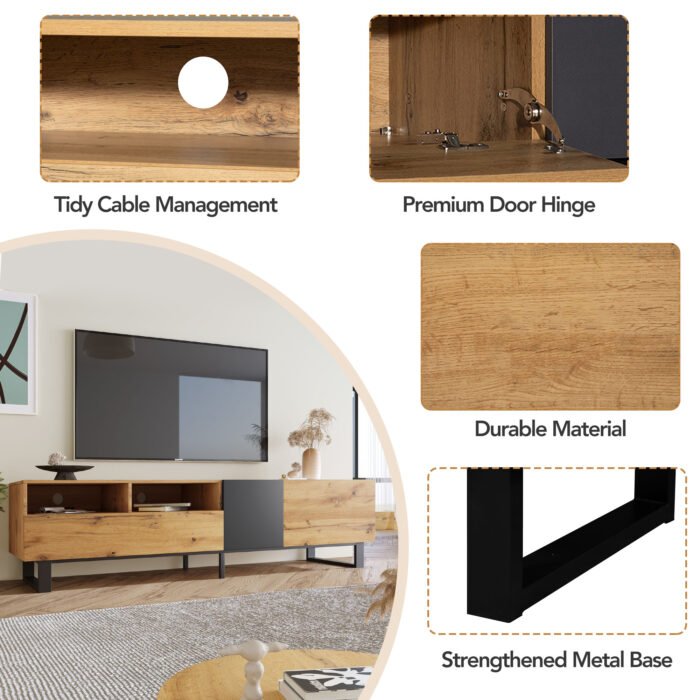 Modern TV Stand for 80'' TV with Double Storage Space - Image 8