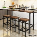 TOPMAX Counter Height Extra Long Dining Table Set with 3 Stools, Brown - Image 3