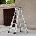 Aluminum Multi-Position Ladder with Wheels, 300 lbs Weight, 22 FT