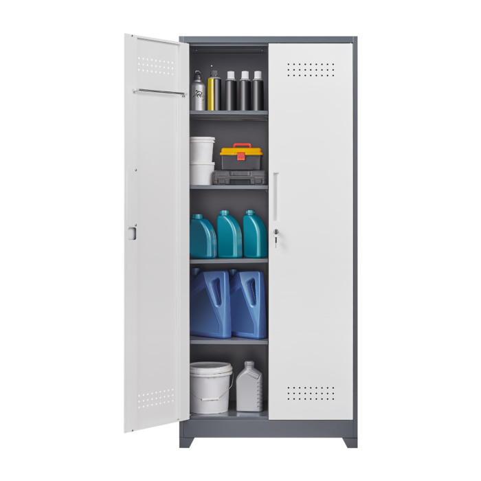 Metal storage lockable cabinet  with high broom space and large storage - Image 7