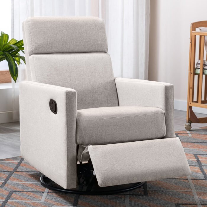 Modern Upholstered Rocker Nursery Chair Plush Glider Swivel Recliner - Image 4
