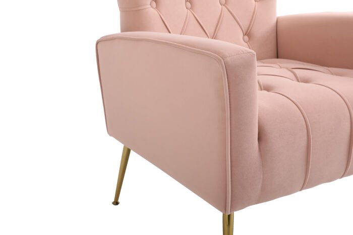 Modern Comfy Accent Chair with Ottoman for Living Room, Pink - Image 9