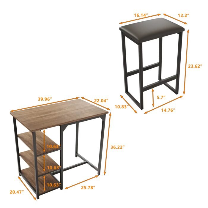 Modern 3-Piece Bar tabies and chairs Set with 2 Chairs for Dining Room - Image 8