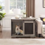 Dog Cage Crate Furniture with Sliding Barn Door Kennel with Flip-top Plate - Image 4