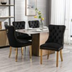 Solid wooden velvet cushion chair with gold-plated stainless steel chair legs - Image 4