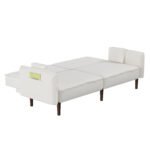 Sofa bed in White Cotton Linen Fabric - Image 8